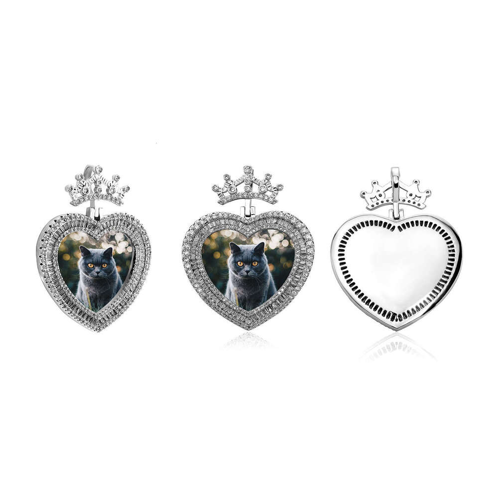 Crown Heart Pendant INS Trendy Couple Family Portrait Commemorative Photo Frame Necklace