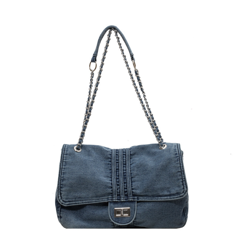 Free Shipping Designer Bag Denim Fabric Bag For Women 2024 New Fashion Large Capacity Chain Shoulder Bag High-end Feel For Class And Commute Luxury Ba