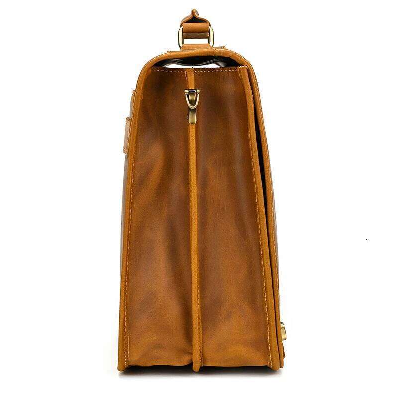 Customize Genuine Laptop Business Travel Briefcase Shoulder Dual Use Men Leather Bags For Office Work Tote Bag