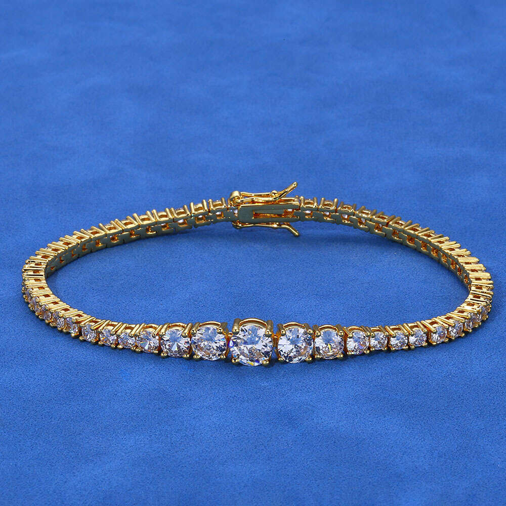 New Gradient Zircon Tennis Chain Hip-Hop Trendy Brand Personality Jewelry Unisex Bracelet Accessories 7c17