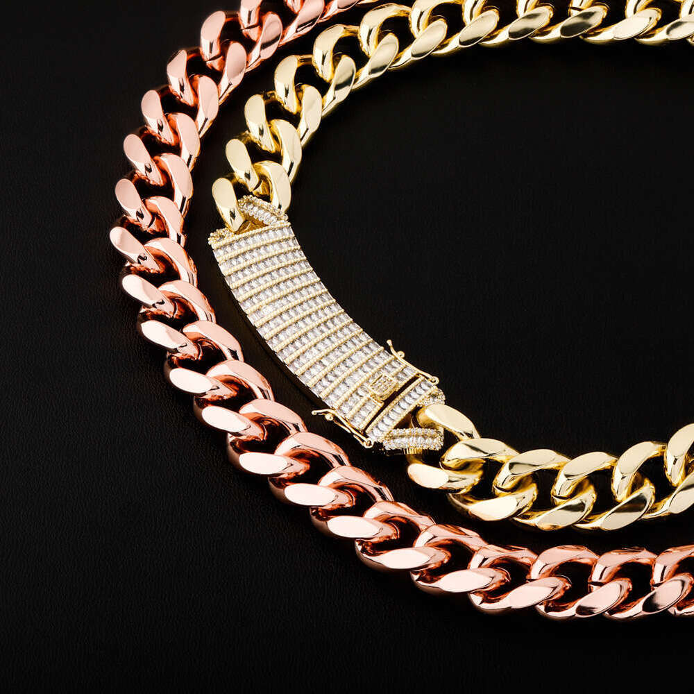 New Style Dia-Studded Long Buckle 18MM Cuban Chain Personality Trendy Hip-Hop Jewelry Necklace for Men