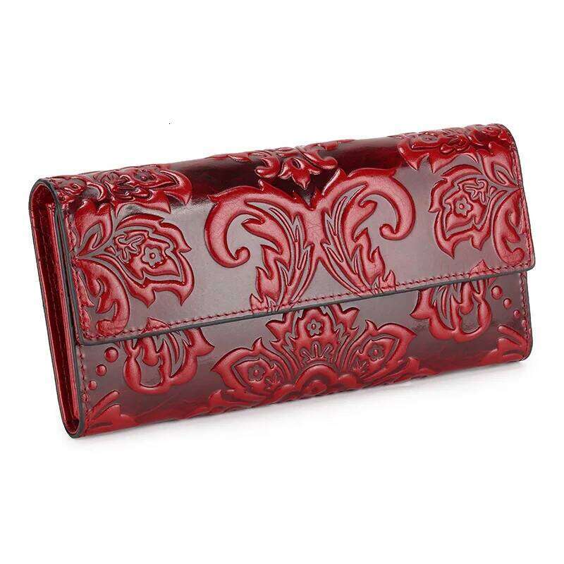 Designer bag Genuine Purse Women Large Real Clutch Long Women's Cow Leather Purses Floral Ladies Wallets