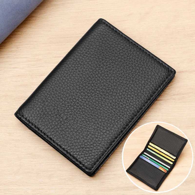 Portable Genuine Leather Card Holder Wallet Men Multi Slots Bank Case ID Bus Card Holder Minimalist Cardholder Bag Z250621