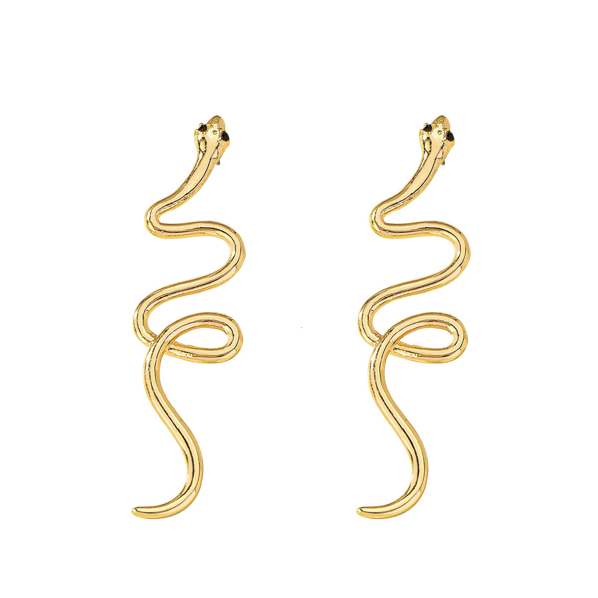 Style Creative Metal Snake-Shaped Simple High-End Sense Inlaid With S Curved Design Earrings Internet Celebrity Ear Jewelry