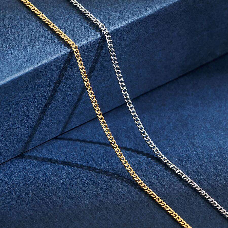 2mm Wide Stainless Steel Link Chain Necklace for Men Women Sier and Gold Color Available Length 14"-30" Good quality
