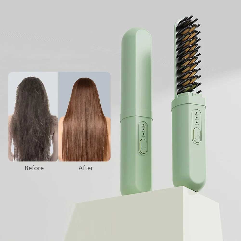 Mini Portable Wireless Hair Straightener Rechargeable Negative Ion Dual-purpose Hair Straightener Curling Iron Hair Style ToolXJ250621