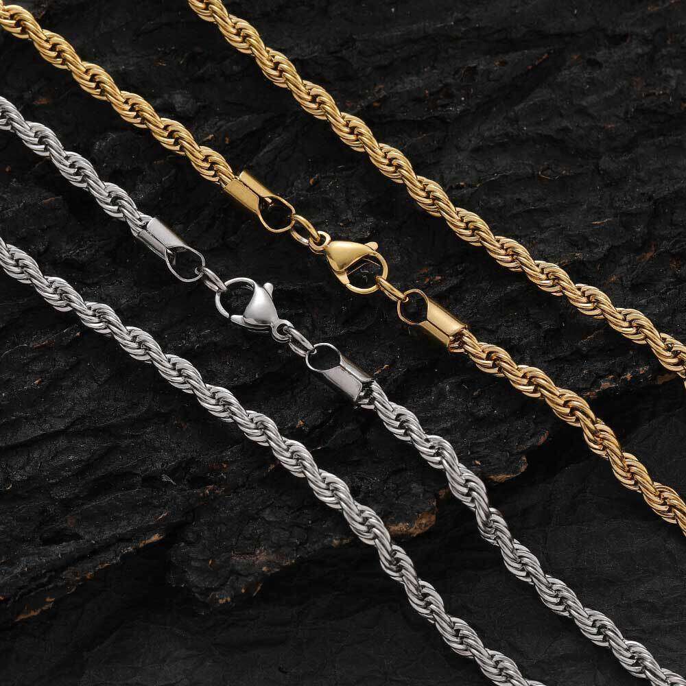 Stainless Twist Chain Men's Women's Jewelry Gold Titanium Steel Necklace fbff