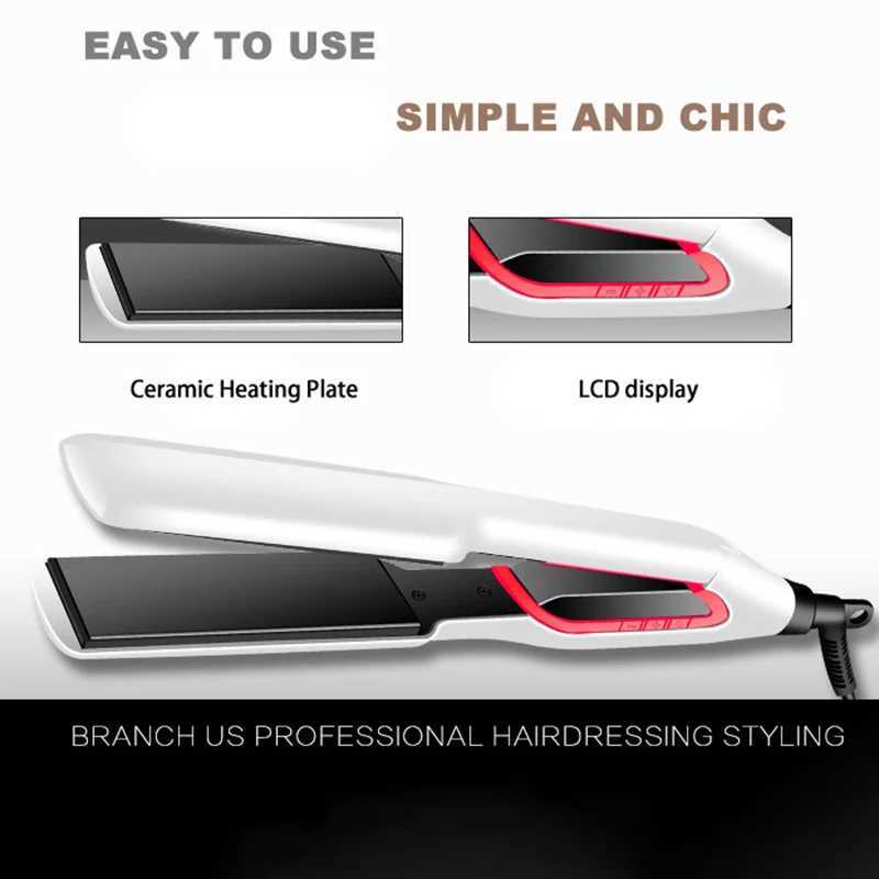 Kemei Hair Straightener Curler Flat Iron Negative Ion Hair Straighting Curling Iron Tourmaline Ceramic Heating Plate LCD DisplayXJ250621