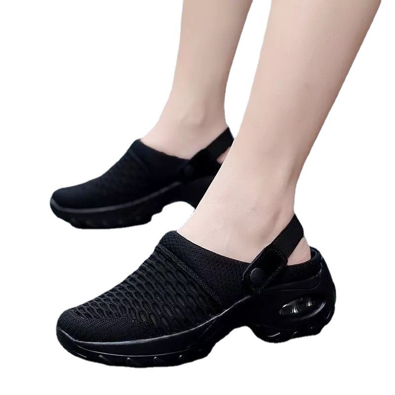 Luxury Brand Designer Shoes Sandals Foreign Trade Plus Size Women's Summer Korean Style Mesh Slip-On Slippers Rocking Mom Half-Toe Sandals Revers