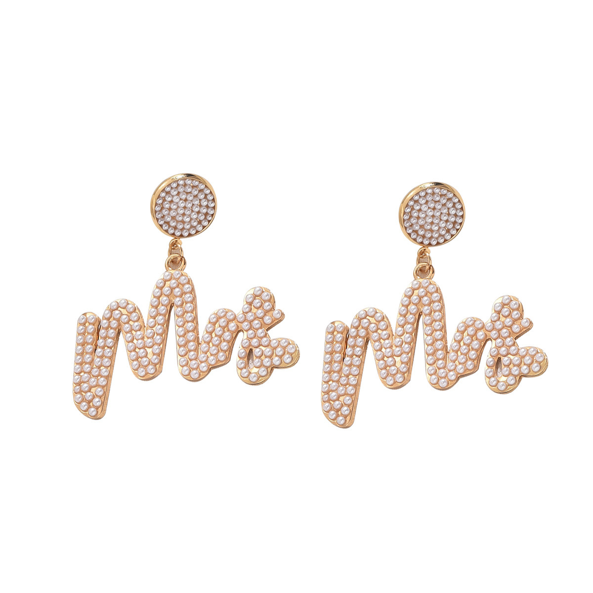Sweet Co Girl Style Inlaid With Pearls Studs Personality English Letter Design Earrings