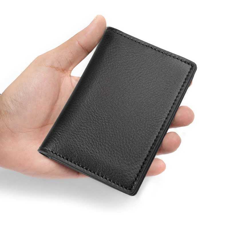 Genuine Leather Card Wallet for Men Super Slim Mini Holders Wallet Folding Thin Card Purse Soft Small Bags for Women Z250621