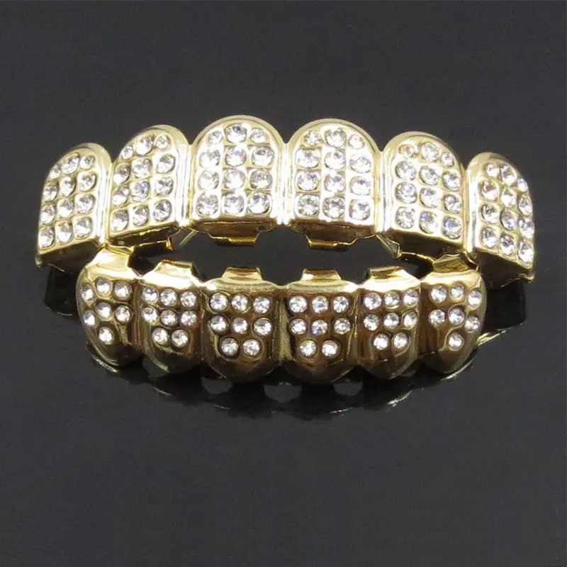 Fshion Hip Hop Gold Silver Colour Iced Out CZ Teeth Top Bottom Men Women Jewelry Party Gifts 250613