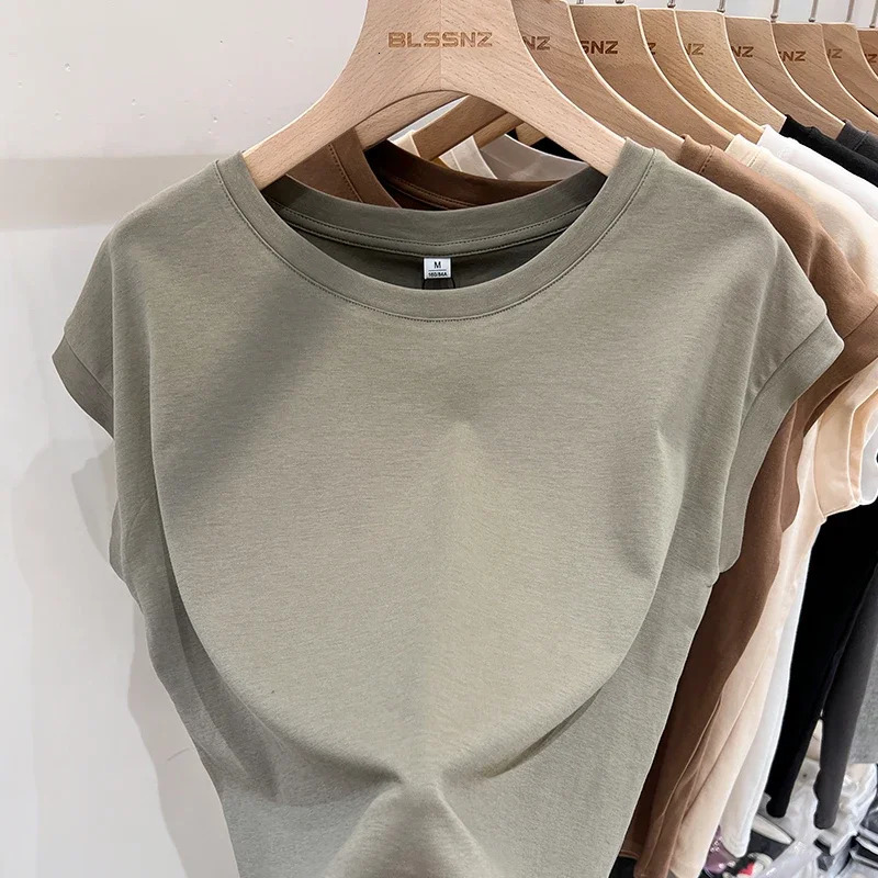 ZJAISS 2025 Women Tees Shirt Tops Slim Fit Round Neck Short Sleeve T-Shirts For Summer Fashion Streetwear Y2k 250619
