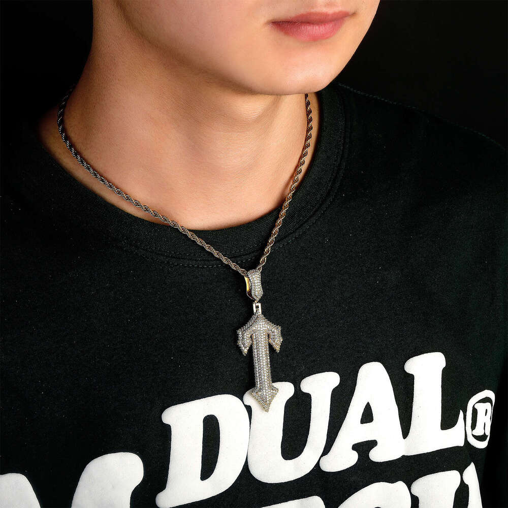Jin Ao New Hip-Hop Cross Pendant with Zircon Inlay Trendy Rap Style Wearable Tennis Cuban Chain