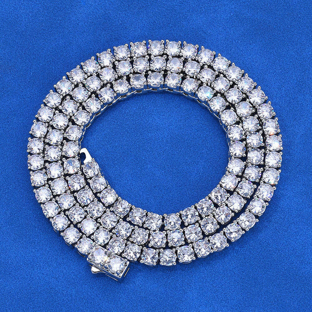 Hip Hop Jewelry Inlaid Dia Spring Clasp Tennis Chain Zircon Trendy Brand Personality Men's Necklace 9093