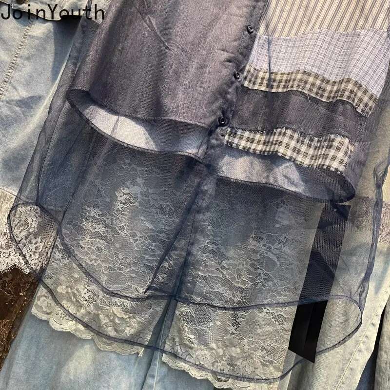 2025 Women Clothing Summer Blouses Camisas De Mujer Sleeveless Patchwork Gauze Loose Blouse Casual Irregular Plaid Blouses Tops