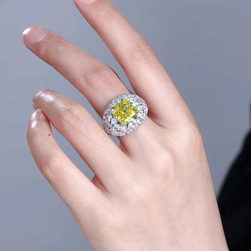 ious High Carbon Diamond with Full Zircon Rings 925 Sterling Silver Blue/Pink/Yellow Gems for Women Gifts Fine Jewelry 250617
