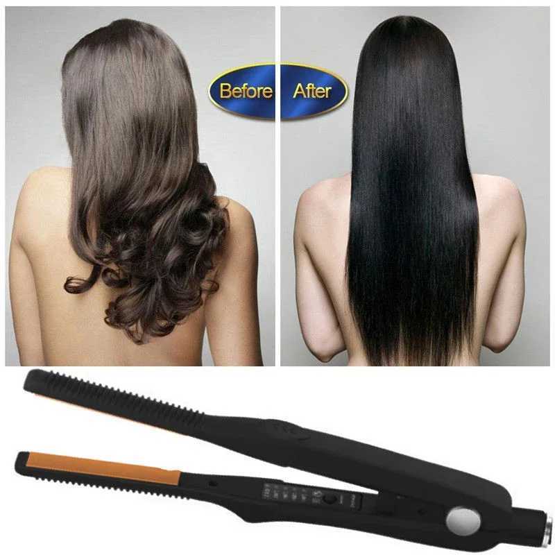 2 In 1 Hair Straightener Hair Curler Professional Ceramic Flat Iron For Short Hair Women And Men Beard StraightenerXJ250621