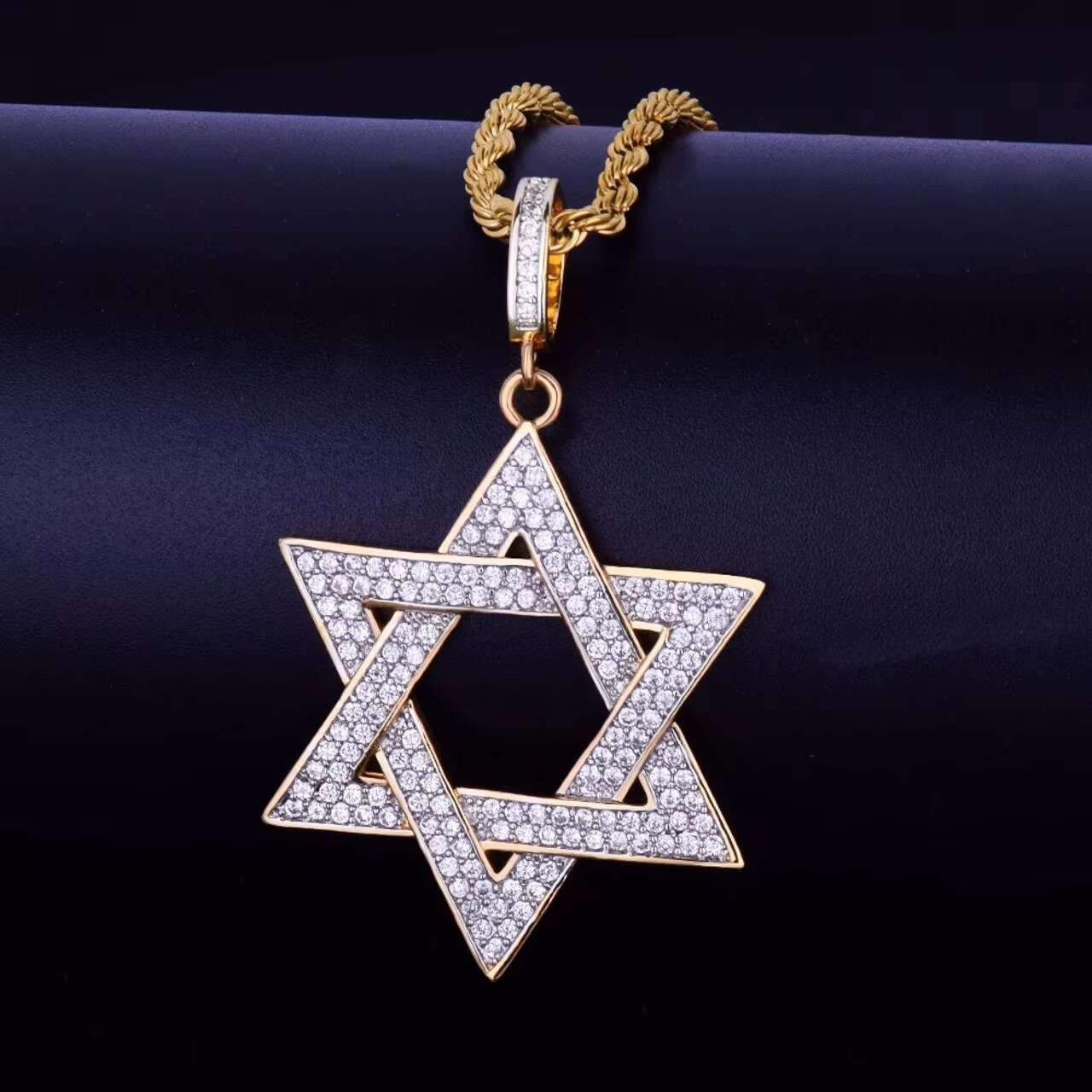 Stylish 18K Gold .925 Silver Hip Hop Six-Point Star David Pendant Necklace Moissanite Jewelry Pendants Charms