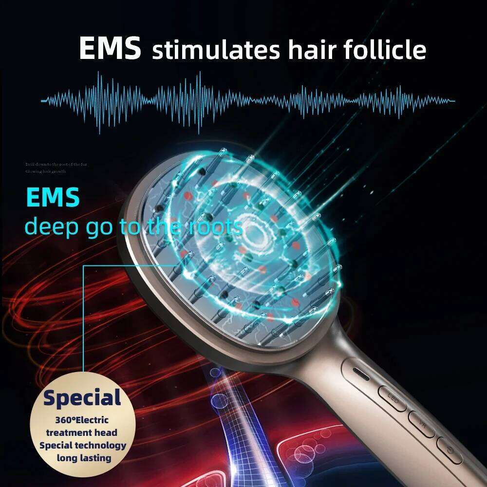 Electric Laser Growth Comb Anti Loss Massage Therapy Infrared RF Red Light EMS Vibration Massager Brush Hair Care