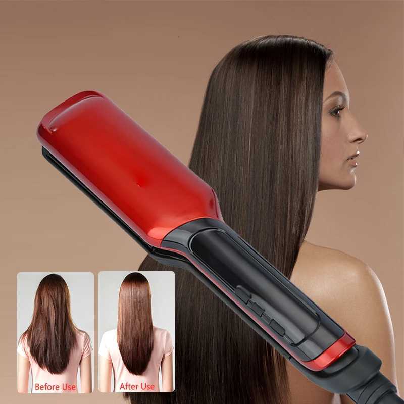 Kemei Professional Hair Straightener Irons LED Display Ceramic Flat Iron Wide Plates Chapinha Para Cabelo Adjustable TemperatureXJ250621