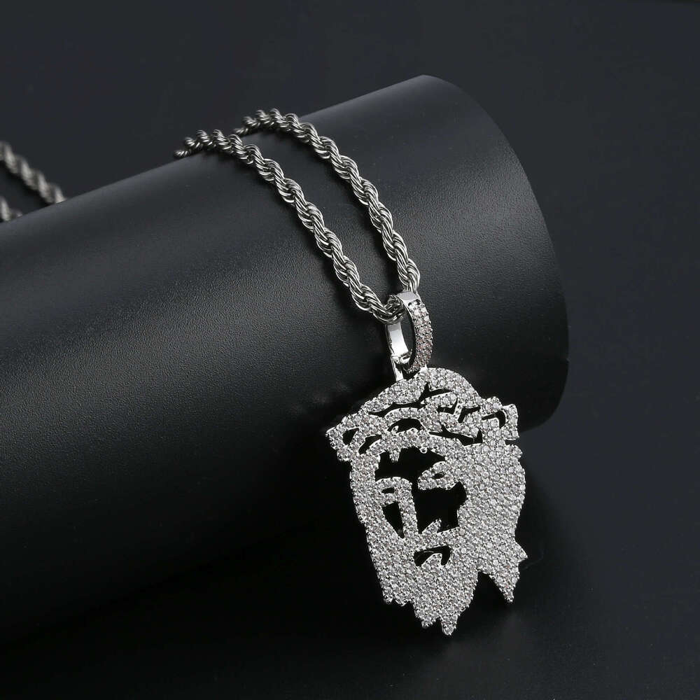 TEMU Hip-Hop Men's Necklace Hollow Jesus Pendant Cuban Jewelry Zircon Chain