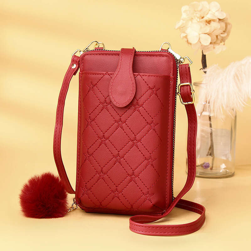 Phone for Women Korean Style Crossbody Large Capacity Ladies Wallet with Zipper Soft Leather Shoulder Bag