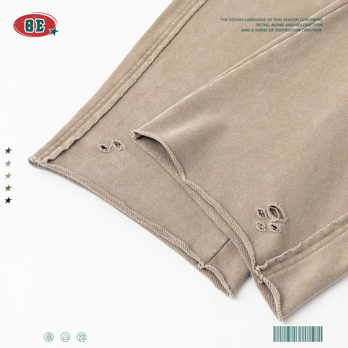 European and American Distressed Sweatpants Y2k Man Vintage Washed Joggers Men Straight Leg Sanitary Pants Rolled Edges 250616