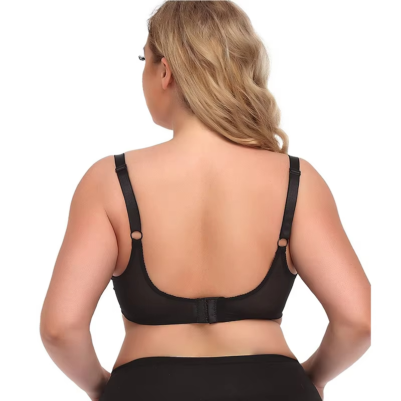 Plus Size Women's Bra Cup Sheer Mesh Underwear Sexy Transparent Lace Bralette No Wire Bra for Daily Wear Sexy Ultra-thin Bra Plus Size Underwear 