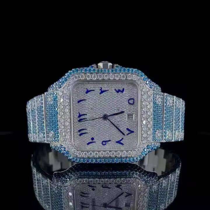 Luxury Moissanite Day Hip Hop Mechanical Movement Stainless Steel New Design Watch