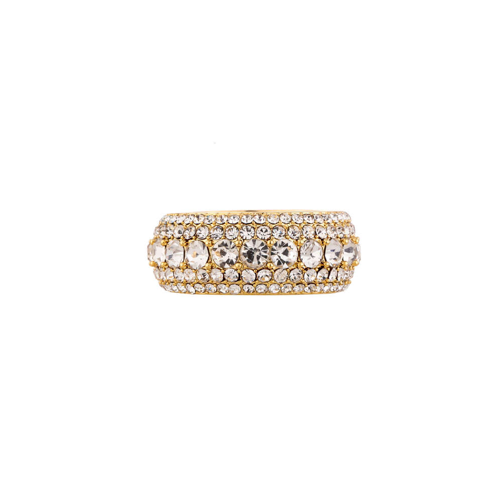 Non-Fading Niche Full Diamond Pentagram Color-Retaining Men's Hip-Hop Ring Simple Trendy Accessory
