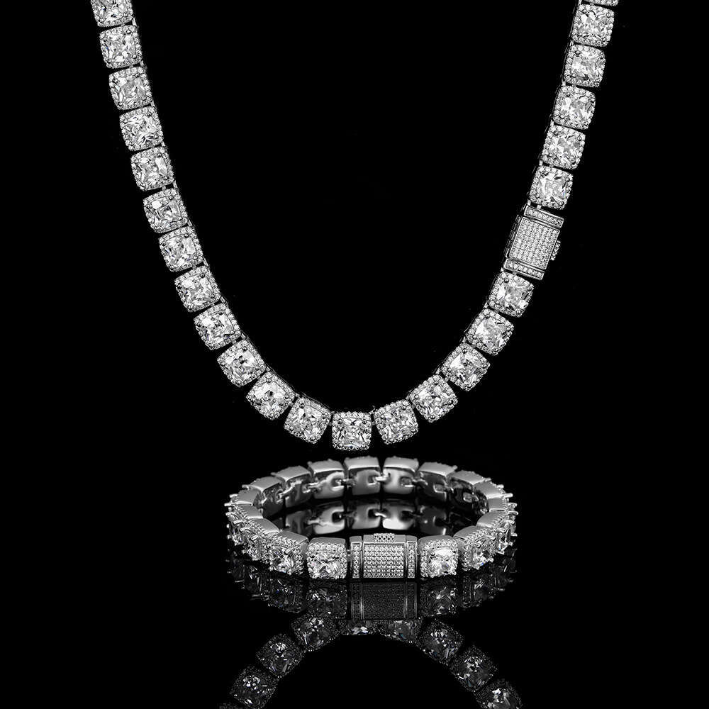 New 10mm Solid Rock Candy Chain Hip-Hop Necklace Micro-Paved Zircon Trendy Men's Bracelet Jewelry abb0