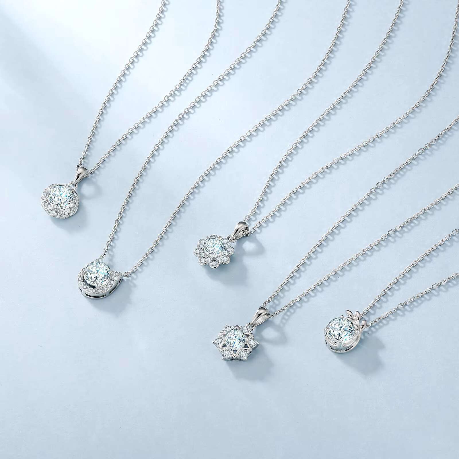 Wholesale Jewelry 2ct 1ct Lab Diamond White Gold 925 Sterling Silver Choker Chain VVS1 GRA Moissanite Pendant Necklace for Women