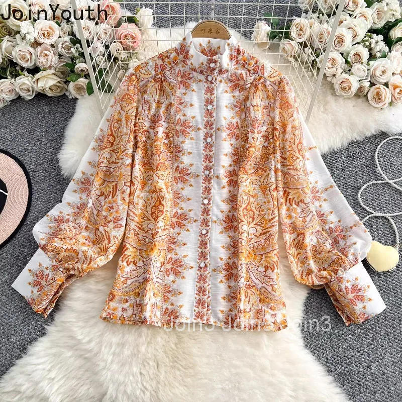 Women Clothing Skirt Outfits Two Piece Set Stand Neck Long Sleeve Blouse High Waist Bodycon Mini Skirts Sets Vintage Print Suit