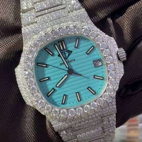 Great Fashion Offer for Men Moissanite Shiny Blingbling Hip Hop Diamond Waterproof Mechanical Watch