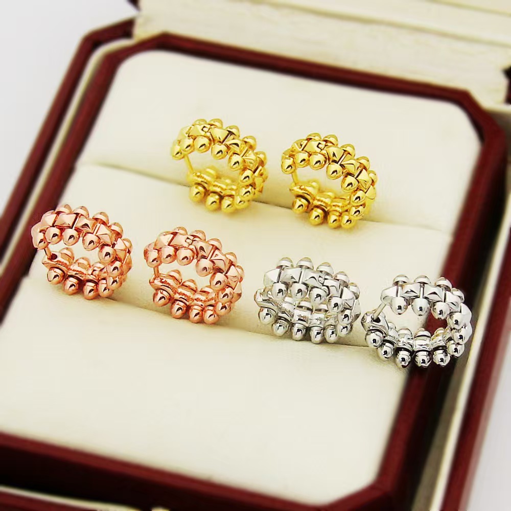 New Brand Love Earrings Classic Small Bullet Head Earrings Luxury 18k Gold Willow Nail Earrings Stainless Steel Designer Jewelry