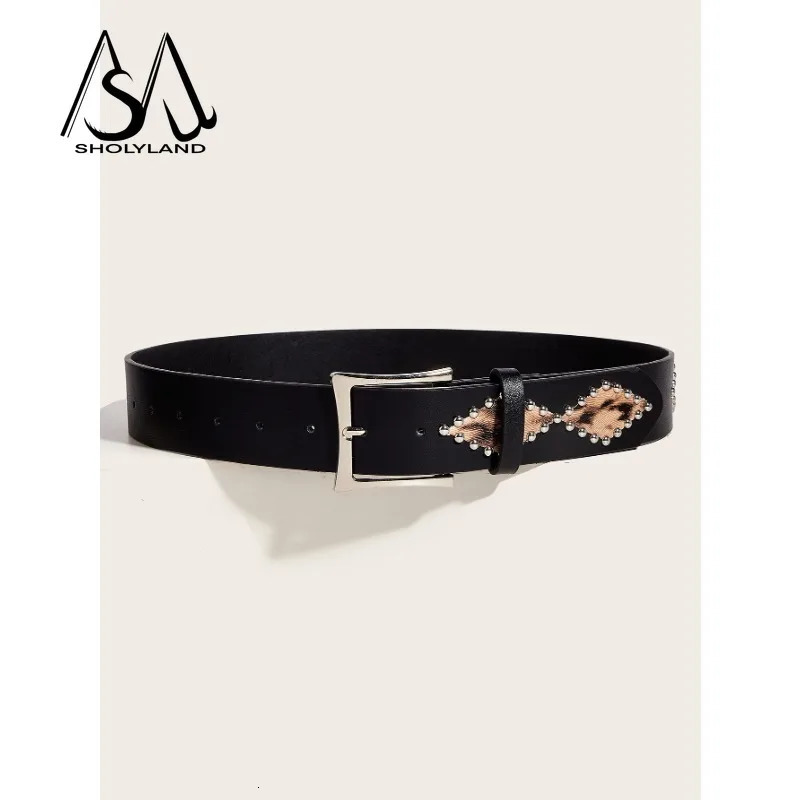 The Punk-style Riveted Leopard Print Personalized Belt Is Decorated with A Versatile Pin Buckle Belt and Trendy Belt 250617