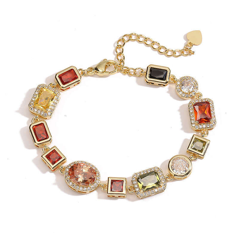 Luxury Jewelry Designer Bracelet, Necklace, Geometric Set with Colorful Diamonds, Shining and Non Fading, High Grade, Miyan Style Bracelet, Necklace, 