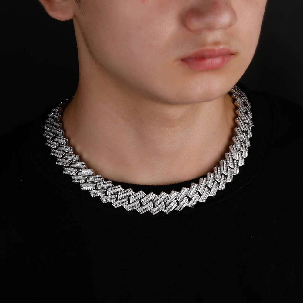 Jin Ao New Hip-Hop Jewelry 20MM Full Dia Rhombus Cuban Chain Necklace Copper Inlaid Zircon Trendy Men's Accessories