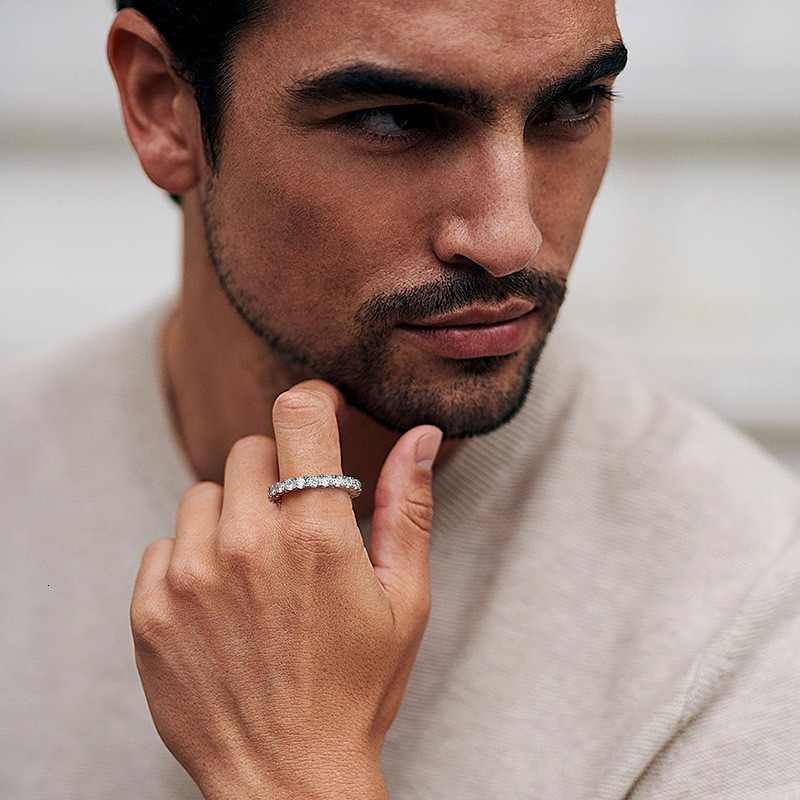 New Arrival Creative Minimalist Hip Hop Ring Luxury Micro Pave Diamond Personalized Moissanite silver jewelry rings