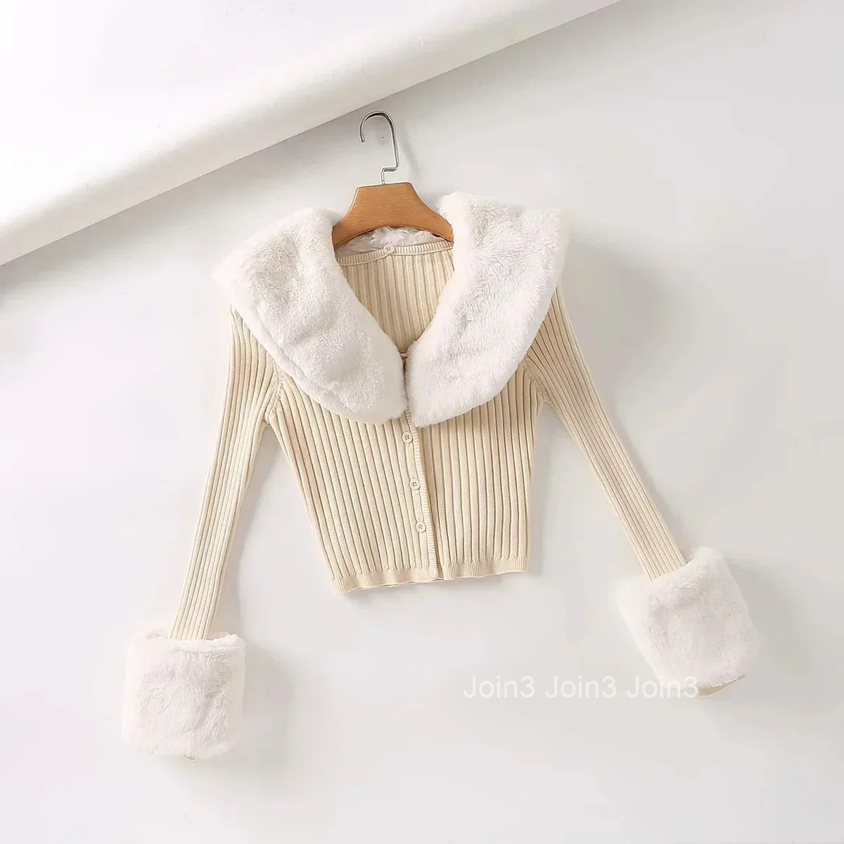 Joinyouth Cropped Cardigan Coat Pull Femme Korean Clothing Vintage Knitted Sweater Women Chic Fur Collar Temperament Sueter Tops