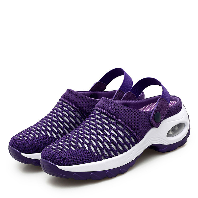 Luxury Brand Designer Shoes Sandals Foreign Trade Plus Size Women's Summer Korean Style Mesh Slip-On Slippers Rocking Mom Half-Toe Sandals Revers