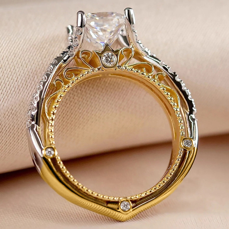 Choucong Elegant Wedding Rings Vintage Jewelry 18k Gold Fill Princess Cut White 5A Cubic Zircon CZ Diamond Court Party Hypoallergenic Women Bdidal Rin