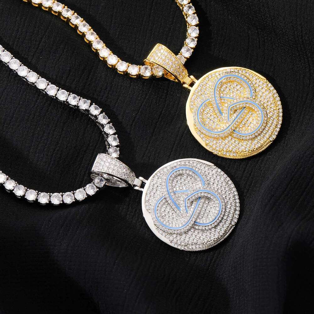 Meisa New GALI Collaboration Small Cake Hip-Hop Micro-Paved Zircon Personality Rap Pendant Trendy Brand Accessory 01c6