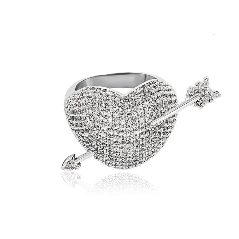 Jin Ao Hip-Hop Boutique One Through 3D Ring Cupid's Arrow Fan Couple Mutual Gift Heart Accessories