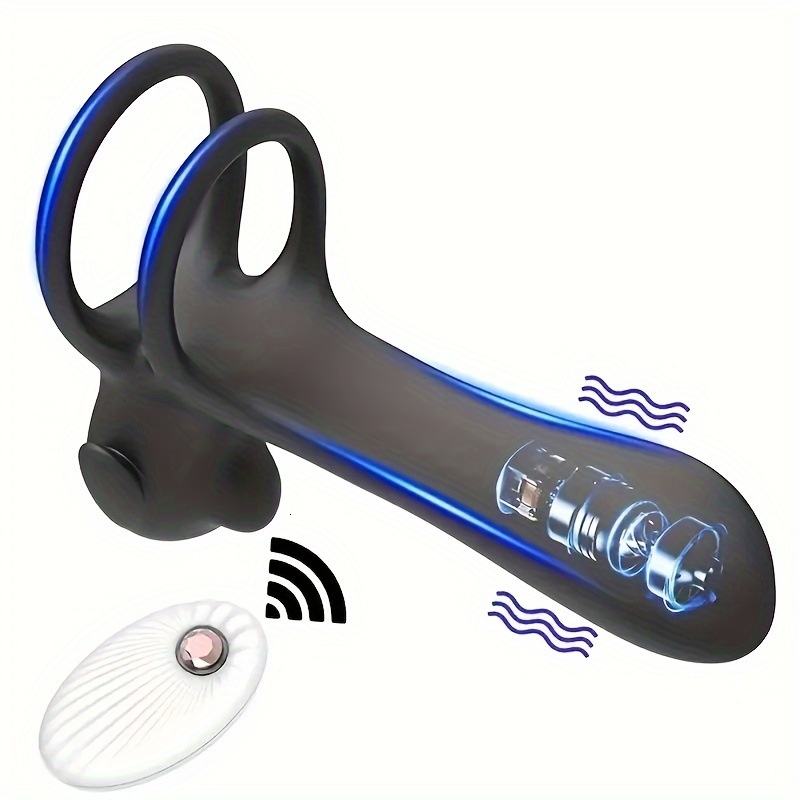 Unisex Vibrating Delayed Licking Dog Electric Locking Double Ring Sleeve Wireless Adult Male Products Toys