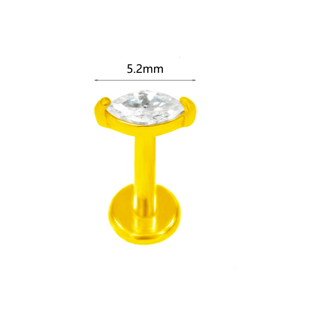 ASTM 36 G23 Labret Piercing Starfish Earring Stud Bee Leaf Push In CZ Threadless Cartilage 161820G Body Jewelry 250613