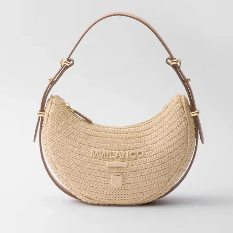 Luxury Designer Straw Shoulder Bag Women Triangle Weave Crossbody Clutch Summer Boho Beach Bag Fashion Weekender & Travel Underarm Purse 001