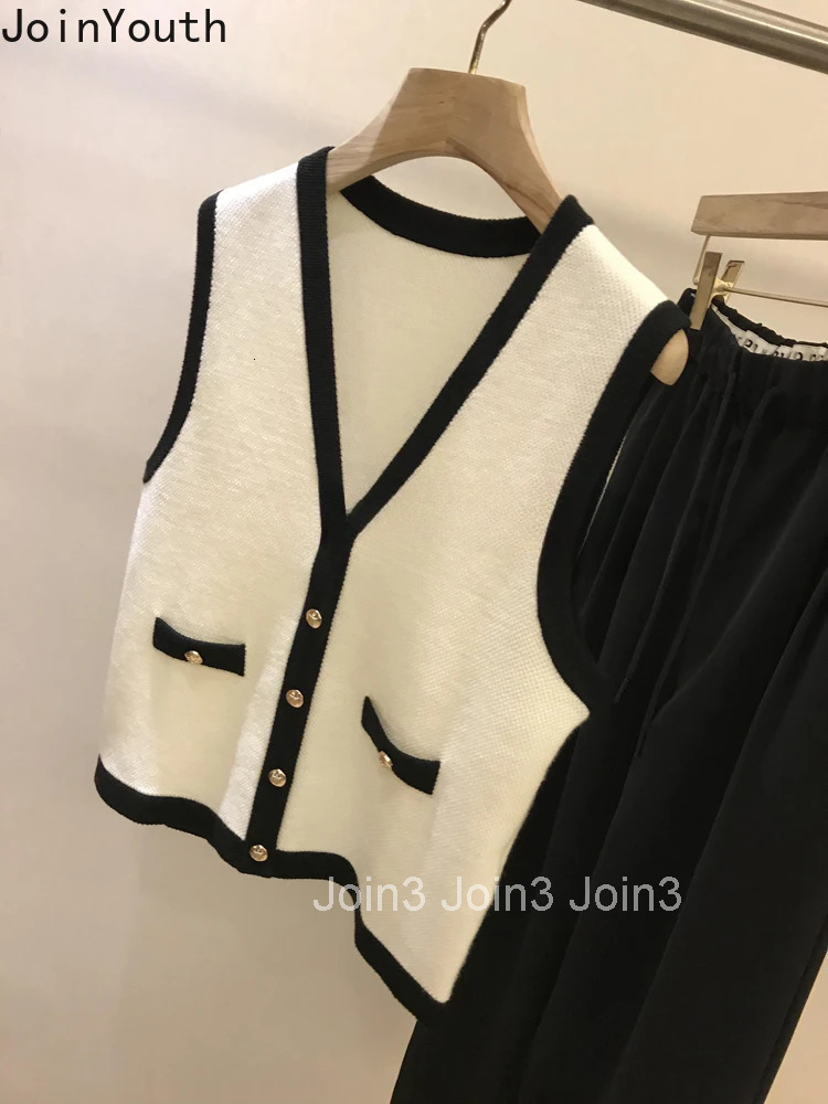 Chalecos Para Mujer Knitting Vest Sweater Women Clothing Contrast Color Waistcoat 2025 Ropa Mujer Vintage Sleeveless Tanks Tops