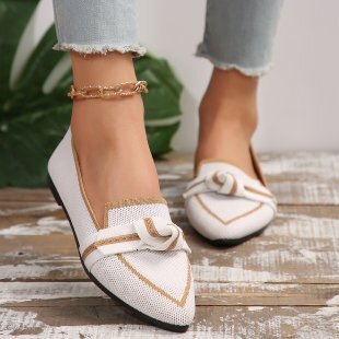 Luxury Brand Designer Shoes Sandals Manufacturer Wholesale New Flyknit Women's Shoes Spring Autumn Pointed Toe Slimming Flat Slip-On Casual Butte